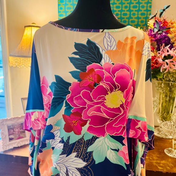 Floral Kimono Sleeve Mini Dress - Picture 2 of 5